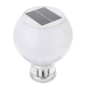 Luxshiny Luz Solar para Exteriores – Farol Solar de Pared o Columna, Lámpara LED para Jardín, Patio o Terraza, IP65 Resistente al Agua, Luz Blanca Decorativa (Globo Redondo, 12V, 36W)