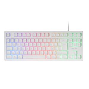Mars Gaming MK023, Teclado Gaming TKL, Tecnología Híbrida H-Mech, Iluminación FRGB Rainbow, Anti-ghosting, Compatibilidad Universal, Blanco, Idioma Español
