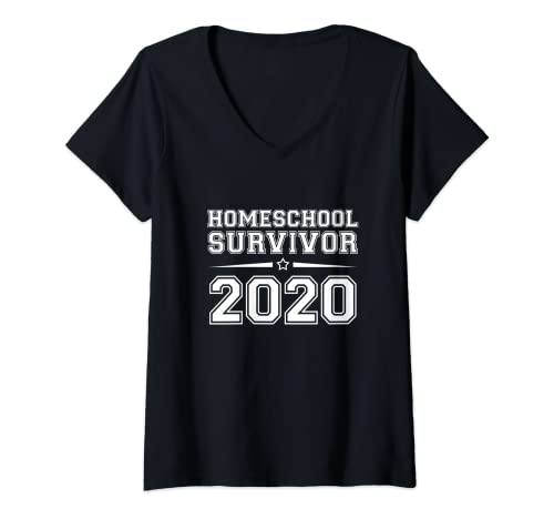 Mujer Homeschool Survivor 2020, Sobreviví 2020 Camiseta Cuello V