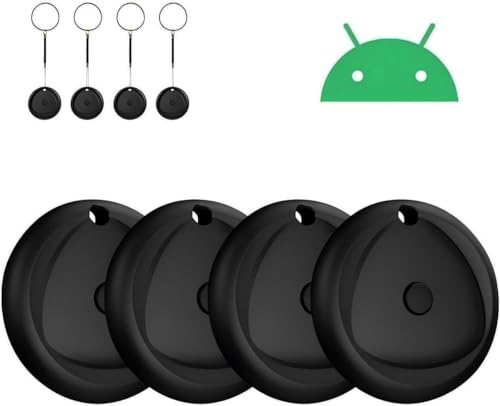 Air Tag Android Smart Localizador Tracker, Compatible con Google Find Hub (Sólo Android), IP68 Impermeable, 80dB, Autonomía de 365 días, para Llaves/Carteras/Maletas, Pack de 4, Negro