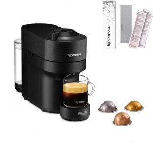 De’Longhi Nespresso Vertuo Pop ENV90.B, Máquina de Café de Cápsulas + Aeroccino Incluido, 4 Tamaños de Taza, Tecnología de Centrifugación, Kit Descalcificador Incluido, Negro Regaliz