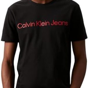Calvin Klein Camiseta de Manga Corta Hombre Core Institutional Logo Slim tee Cuello Redondo, Negro (CK Black/Salsa), L