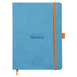 RHODIA 117787C – Cuaderno flexible Meeting turquesa – A5+| Preimpreso Feta/Notes/Action160 páginas desmontables – Papel Clairefontaine 90 g – Marcapáginas, portadocumentos – Tapa de piel sintética