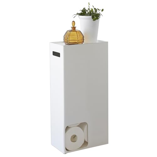 Yamazaki 3455 Tower Toilet Paper Stocker, White, Steel, 23 x 12.5 x 48 cm