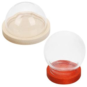 GETAJGHSD Vitrina Transparente Pequeña 30mm Cúpula De Cristal Base De Madera Natural y Cafe Oscuro, Vitrina Para Exhibición De Objetos Decorativos, Accesorio Para Decoración Del Hogar, Set De 2 Piezas