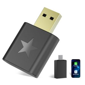 Adaptador Inalámbrico CarPlay y Android Auto, Convierte CarPlay/Android Auto por Cable a Inalámbrico, con Puerto Tipo-C, Plug and Play, para iOS 10+ y Android 10+