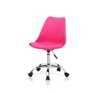 La Silla Española | Silla de Escritorio | Rosa, 48x42x100 cm, ABS y PU Acolchada | Regulable en Altura, Ruedas, fácil de Limpiar | Comodidad y diseño Moderno