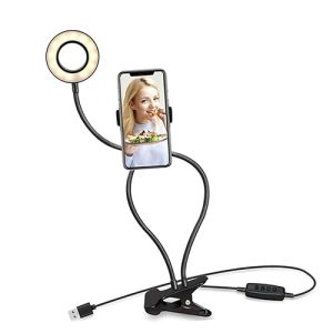 DIYEAH Luz De Relleno con Anillo De Luz Led para Fotos Tipo Clip para Video y Fotografía Soporte para Teléfono Inteligente