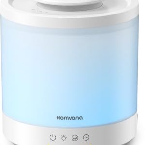 Homvana Humidificador Bebes mocos y tos and Difusor Aceites Esenciales Aromas, 1.5L Hasta de Para Dormitorio, Top-Fill Humidifier Plantas Ultrasonico, Difusor Aromatizador, Humidificadores Habitacion