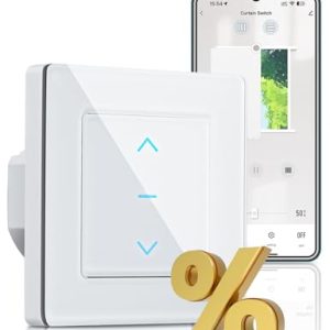 MOES Interruptor inteligente de persiana inalámbrica, control de porcentaje de persianas, interruptor táctil Alexa, persiana inteligente, obturador con aplicación Smart Life/Tuya, Alexa/Google home