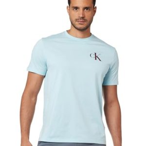 Calvin Klein Camiseta de Manga Corta Hombre Left Chest Logo tee Slim Fit, Azul (Stratosphere), M