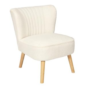 HOME DECO FACTORY – HD7631 Sillón Bouclé Érika – Diseño Moderno y Confortable – para Salón u Oficina – Uso Versátil – Tamaño Único – Color Blanco