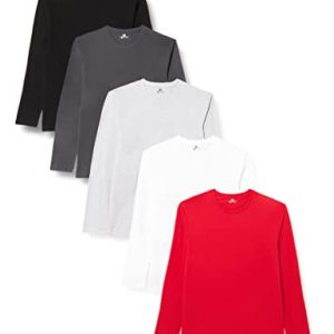 Lower East Hombre Mit Rundhalsausschnitt Camisa Manga Larga Not Applicable, Multicolor (Weiß/Schwarz/Rotweiß/Schwarz/Rot), Medium