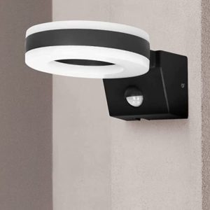HOWLIT LED Luz Exterior con Sensor de Movimiento Exterior e Interior Control de Intensidad de Luz LUX y Ajuste de Tiempo de Iluminación IK 10 (negro)