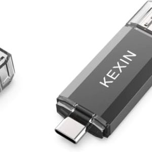 KEXIN 128GB Memoria USB Tipo C y USB 3.0 OTG Flash Drive Pendrive 2 en 1 Memory Stick para Portátil, Teléfono y Otras Dispositivos USB o Tipo C [128GB, Negro]