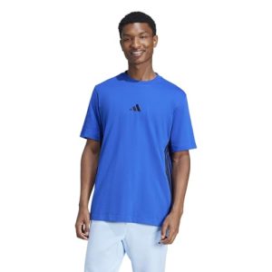 adidas Uomo Essential Three Stripes Single Jersey tee, Team Royal Blue/Black, L