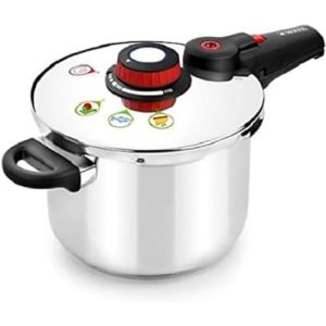 MONIX Selecta Olla a presión rápida 7 litros con Sistema de selección de Alimentos y Cierre automático, Acero Inoxidable 18/11, Gris, 22 cm