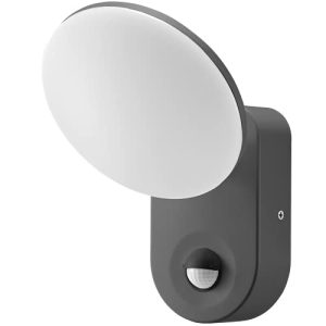 Adviti RIOLIT Iluminación Exterior LED con Sensor de Movimiento Exterior e Interior Control de Intensidad de Luz LUX y Ajuste de Tiempo de Iluminación IK 10 (gris)