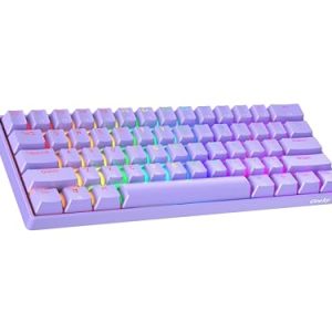 Geeky GK61 SE 60% | Teclado Mecánico de Juego | 61 Teclas Multicolor RGB LED Retroiluminado para Gaming PC/Mac | ANSI US Teclado Americano (Lavanda, Mechanical Blue)