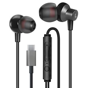 MAS CARNEY Auriculares Internos con Cable USB C TI3, Microfono para Samsung, Huawei, OPPO, Honor, Google Pixel y Otros Teléfonos Inteligentes – Negro