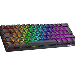 Geeky GK61 60% | Hot Swappable Teclado Mecánico de Juego | 62 Teclas Multicolor RGB LED Retroiluminado para Gaming PC/Mac | ISO FR AZERTY Teclado Francés (Negro, Mechanical Brown)