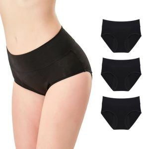 Smarthers Bragas Menstruales para Mujer Premium, Absorbentes, Lavables, Higiénicas y Cómodas, Certificado Oeko-Tex, para Todo Tipo de Flujos (FR/ES, Letras, XS, Regular, Regular, Negro (3 Pack))