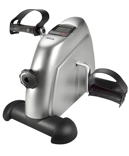 Jocca - Pedaleador Digital con Pantalla LCD, 4 kg, Ejercitador de Piernas y Brazos, 5 Funciones, Plegable, Gris