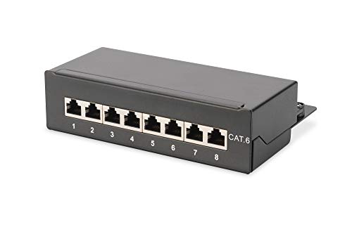 DIGITUS Panel de conexión LSA de sobremesa Cat 6, 8-puerto, blindado, Negro