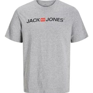 JACK & JONES Jjecorp Logo tee SS Crew Neck Noos, Camiseta Hombre, Gris (Light Grey Melange Detail: Slim Fit – Melange), Small