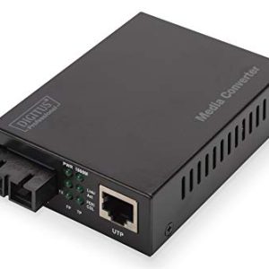 DIGITUS Media Converter – Multimodo – Gbit Ethernet – RJ45/SC – Longitud de onda 850nm – Hasta 0.5km – Red de fibra óptica – Negro