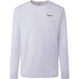 Pepe Jeans Original Basic Camiseta para Hombre Slim Fit Manga Larga Blanco, M