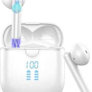 Auriculares Inalambricos Bluetooth, 2026 Cascos Bluetooth 5.4 HiFi Estéreo, 48H Auriculares inalámbricos con 4 ENC Cancelacion Ruido HD Mic, IP7 Impermeable Cascos Carga Rápida Tipo-C /Pantalla LED