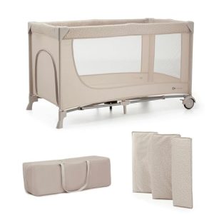 Kinderkraft Joy 2 Cuna de Viaje 3 en 1 para Bebé de hasta 25 kg, Plegado rápido y fácil, Entrada Lateral, Bolsa de Viaje, Beige