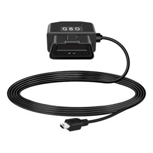 GELRHONR – Cable de alimentación Mini USB OBD para coche, cámara de salpicadero con botón de interruptor 24 horas de vigilancia/modo de accesorio 12-24V a 5V 23A, para cámara de salpicadero, GPS o