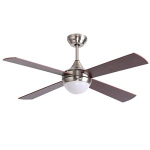 Ovlaim Ventilador de Techo 122cm Marrón con Luz y Mando a Distancia de 6 Velocidades, LED Regulable, Motor DC Reversible Silencioso, 4 Palas de Madera para Dormitorio, Comedor