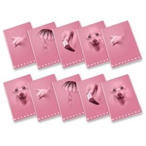Pigna, cuaderno maxi monocromo rosa, A4, papel interior 100 g/m², 72 páginas + guarda, interior 4m,cuadros de 4 mm,motivos variados, paquete de 10