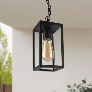 M Ledme – Lámpara de Techo Led exterior serie Ducte, casquillo E27, IP44 Impermeable, acabado negro. Ideal para Jardines, Terrazas, Entradas y Porches (no incluye bombilla)