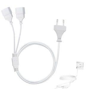 Svitzoot Cable de Alimentación y Extensión Euro 3 Metros, 2 en 1 Tipo C Plug a Socket 0,75 mm² para TV, PC, Monitor de Ordenador, Lámpara, Beamer
