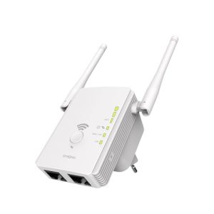 STRONG – WiFi Amplificador – Repetidor WiFi 300 Mbps – Compatible con Box/Router – 1 Puerto Ethernet LAN + 1 Puerto Ethernet WAN/LAN – Doble Banda 2,4 GHz + 5 GHz – 2 Antenas Externas – Blanco