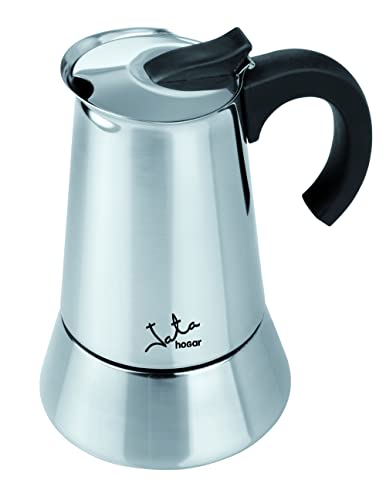 Jata CAX110 - Cafetera Italiana Inducción, Capacidad 10 Tazas, Apta para Todo Tipo de Cocinas, Cuerpo Acero Inoxidable