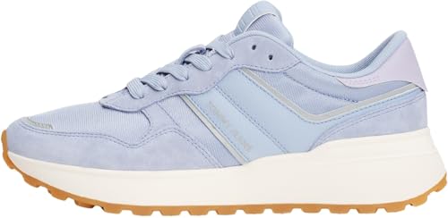 Tommy Jeans Runner Sneaker Mujer Cleated de Ante, Azul (Blue Chime), 37