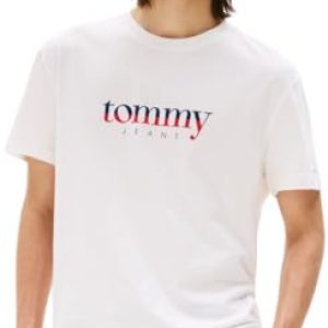Tommy Jeans Camiseta de Manga Corta Hombre tee Regular Fit, Blanco (Ecru), XXL