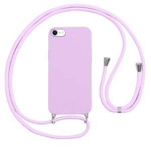 Vauki Funda con Cuerda para iPhone 8/iPhone SE 2020/iPhone 7/SE 2022, Carcasa Silicona AntiChoque con Correa, Case con Ajustable Colgante Collar Cordón Suave Cuello para iPhone 8, Morado 01
