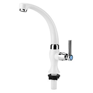 Wincal Grifo de agua fría individual de plástico ABS, grifo de fregadero de cocina, accesorios de grifo de lavabo de baño, G1/2 para baño y cocina (recto)