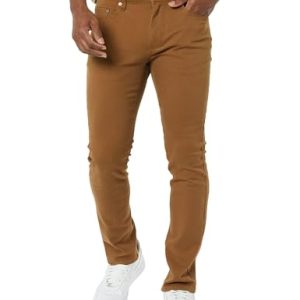 Amazon Essentials Pantalón Vaquero Elástico de Ajuste Ceñido – Colores interrumpidos Hombre, Marrón Caqui Oscuro, 30W / 30L