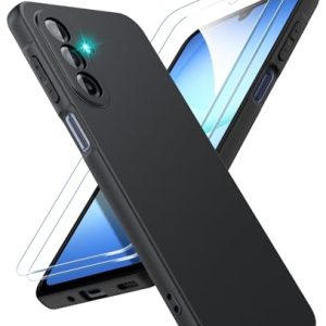 SineOrdo Funda Compatible con Samsung Galaxy A17 5G / 4G y 2PCS Cristal Vidrio Templado Protector Pantalla, Carcasa Samsung Galaxy A17 5G / 4G Case Ultrafina Funda Móvil Suave Silicona TPU – Negra