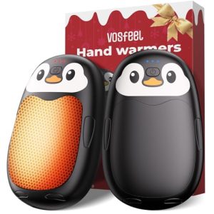 VOSFEEL Calienta Manos Pingüino 2 en 1, Calentador de Manos Portátil para Exteriores y Viajes, 3 Niveles de Temperatura Ajustable 40-55°C, Batería 6000mAh hasta 23h de Autonomía, Carga Rápida USB-C