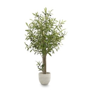 MAIA SHOP Olivo Artificial 105 cm con Tronco Natural y Aceitunas Decorativas, Planta Artificial Realista para Decoración Mediterránea de Hogar, Oficina, Hoteles o Eventos, Árbol Interior