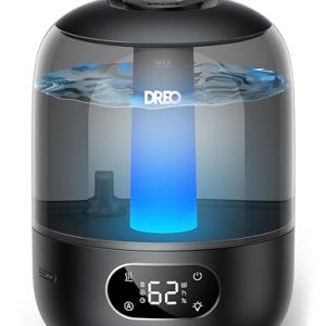 Dreo 3L Humidificador Bebés Silencioso 26dB para Dormitorio, Niebla Fría Ultrasónica, Boquilla 360°, 30h Autonomía, Luz Ambiental, Difusor Aceites Esenciales, para Hogar, Plantas, Guardería, Negro