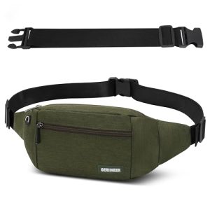 Riñoneras de Marcha Running de Acampada y Marcha Bolsos de Gimnasio Bolsos Bandolera para Hombre Mujer Riñoneras Hombre y Mujer Impermeable con Cinturón Ajustable Extendido de 30 cm (Oliva)